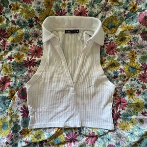 ZARA white collared crop top !